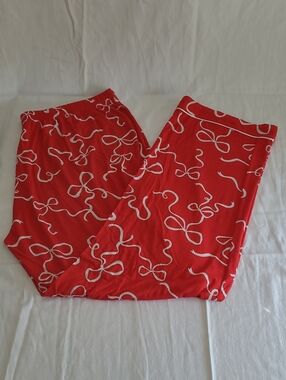 In My Sundays Red & White Ribbon-Print Pajama Pants